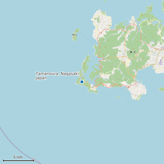 Map of Tamanoura, Nagasaki, Japan Tide Prediction Station