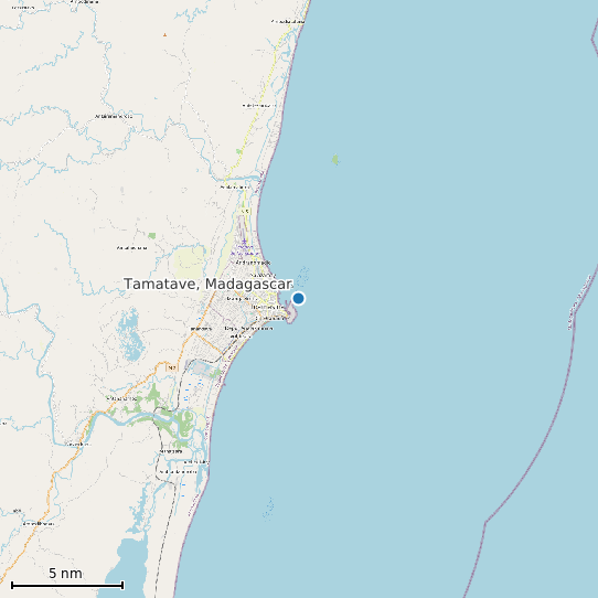 Map of Tamatave, Madagascar Tide Prediction Station