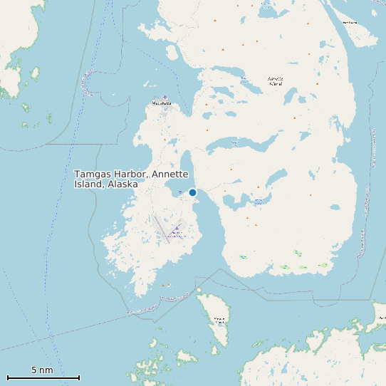Map of Tamgas Harbor, Annette Island, Alaska Tide Prediction Station
