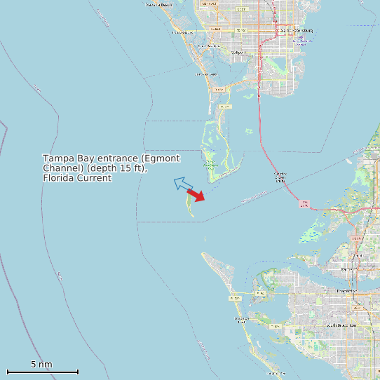 Map of Tampa Bay entrance (Egmont Channel) (depth 15 ft), Florida Current Prediction Station