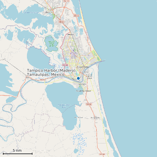 Map of Tampico Harbor (Madero), Tamaulipas, Mexico Tide Prediction Station