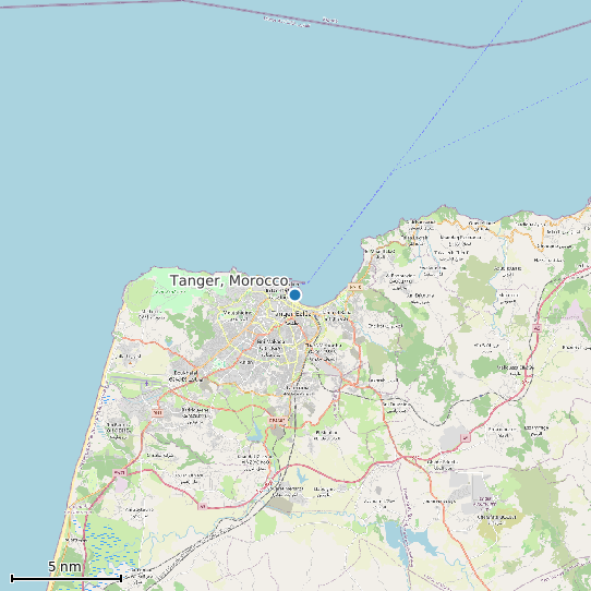 Map of Tanger, Morocco Tide Prediction Station