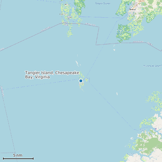 Map of Tangier Island, Chesapeake Bay, Virginia Tide Prediction Station