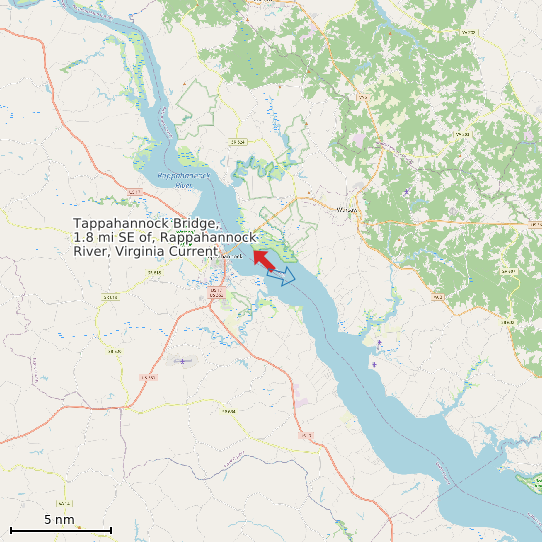Map of Tappahannock Bridge, 1.8 mi SE of, Rappahannock River, Virginia Current Prediction Station