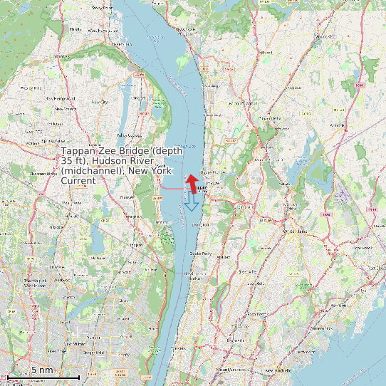Map of Tappan Zee Bridge (depth 35 ft), Hudson River (midchannel), New York Current Prediction Station