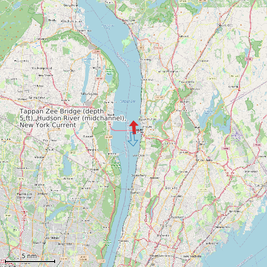Map of Tappan Zee Bridge (depth 5 ft), Hudson River (midchannel), New York Current Prediction Station