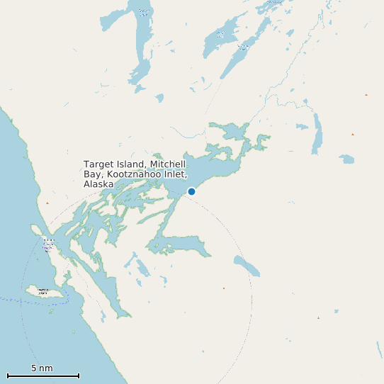 Map of Target Island, Mitchell Bay, Kootznahoo Inlet, Alaska Tide Prediction Station