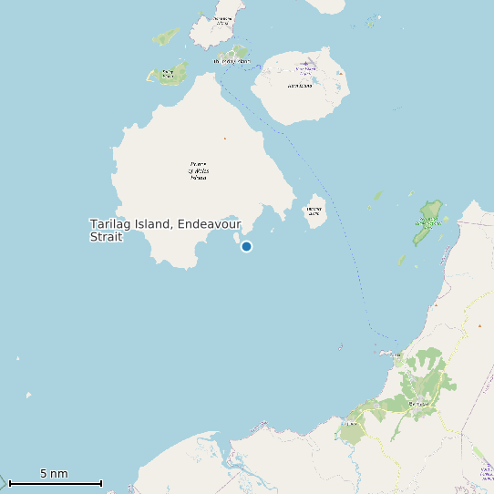 Map of Tarilag Island, Endeavour Strait Tide Prediction Station