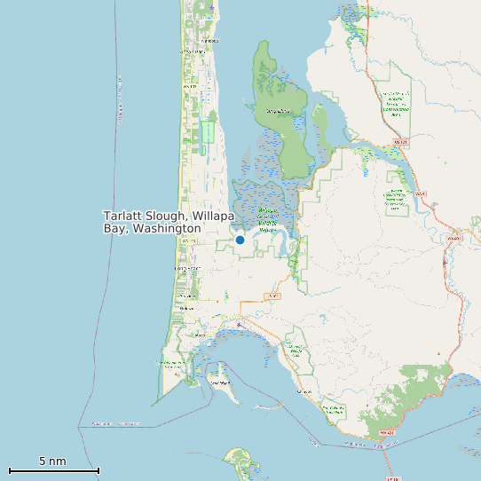Map of Tarlatt Slough, Willapa Bay, Washington Tide Prediction Station