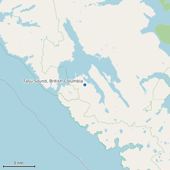 Map of Tasu Sound, British Columbia Tide Prediction Station