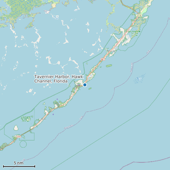 Map of Tavernier Harbor, Hawk Channel, Florida Tide Prediction Station