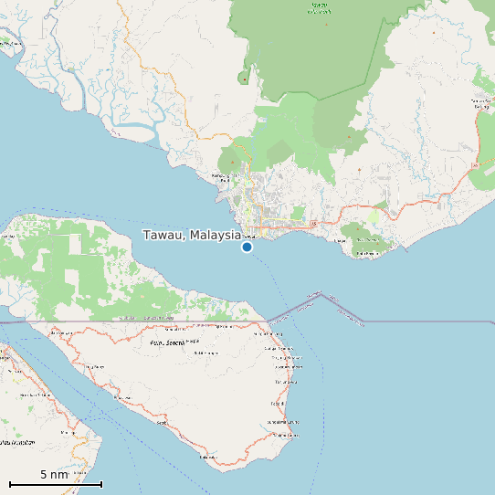 Map of Tawau, Malaysia Tide Prediction Station