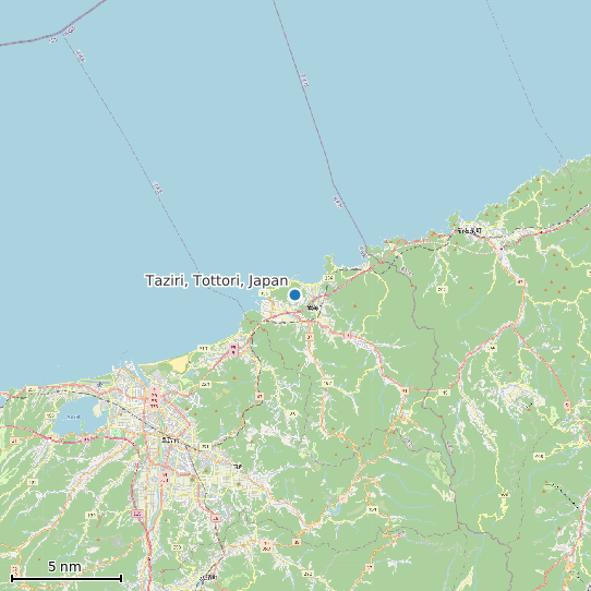 Map of Taziri, Tottori, Japan Tide Prediction Station