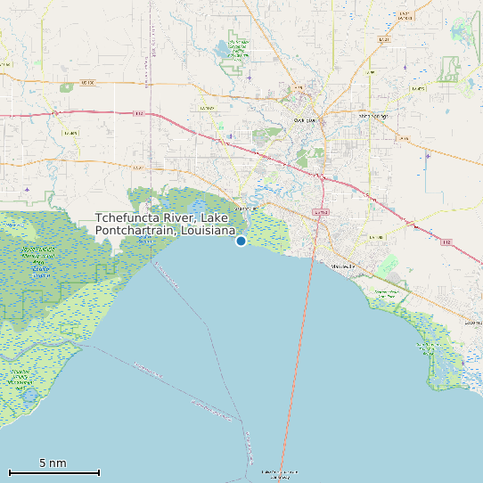 Map of Tchefuncta River, Lake Pontchartrain, Louisiana Tide Prediction Station