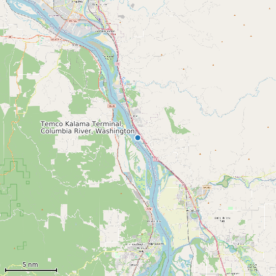 Map of Temco Kalama Terminal, Columbia River, Washington Tide Prediction Station