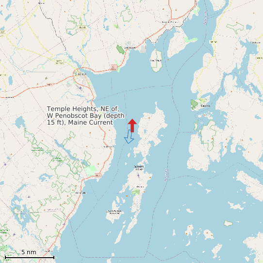 Map of Temple Heights, NE of, W Penobscot Bay (depth 15 ft), Maine Current Prediction Station