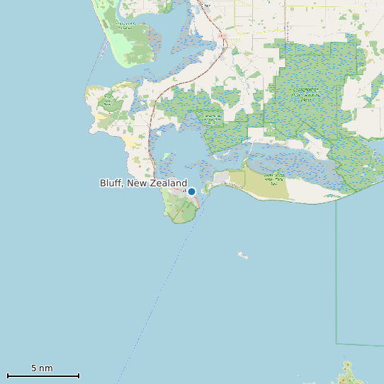 Map of Bluff, New Zealand Tide Prediction Station