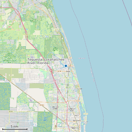 Map of Tequesta, Loxahatchee River, Florida Tide Prediction Station