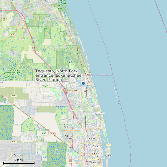 Map of Tequesta, North Fork entrance, Loxahatchee River, Florida Tide Prediction Station