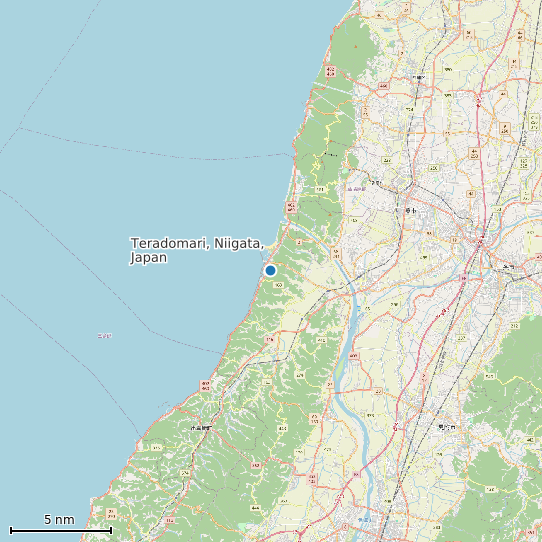 Map of Teradomari, Niigata, Japan Tide Prediction Station