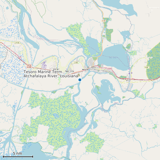 Map of Tesoro Marine Term., Atchafalaya River, Louisiana Tide Prediction Station