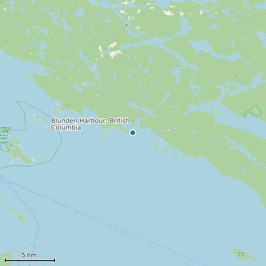 Map of Blunden Harbour, British Columbia Tide Prediction Station