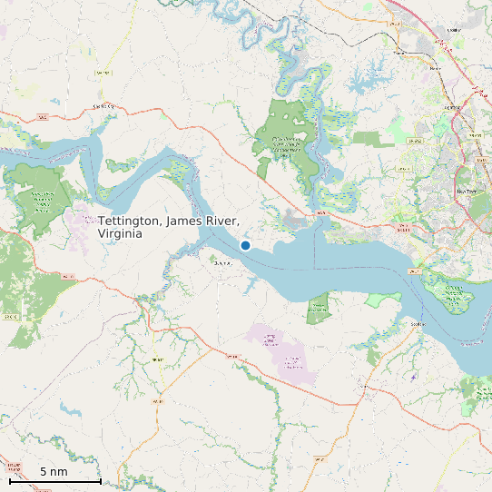 Map of Tettington, James River, Virginia Tide Prediction Station