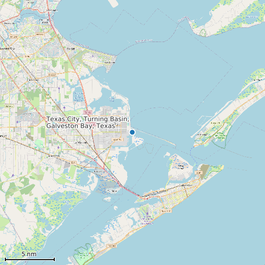 Map of Texas City, Turning Basin, Galveston Bay, Texas Tide Prediction Station