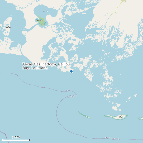 Map of Texas Gas Platform, Caillou Bay, Louisiana Tide Prediction Station