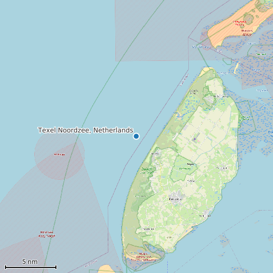 Map of Texel Noordzee, Netherlands Tide Prediction Station
