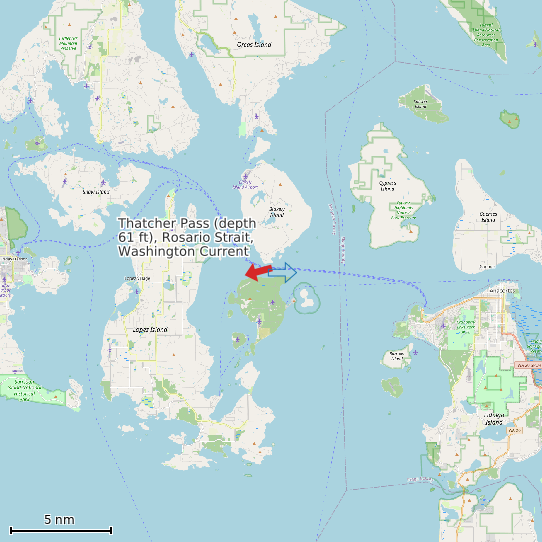 Map of Thatcher Pass (depth 61 ft), Rosario Strait, Washington Current Prediction Station