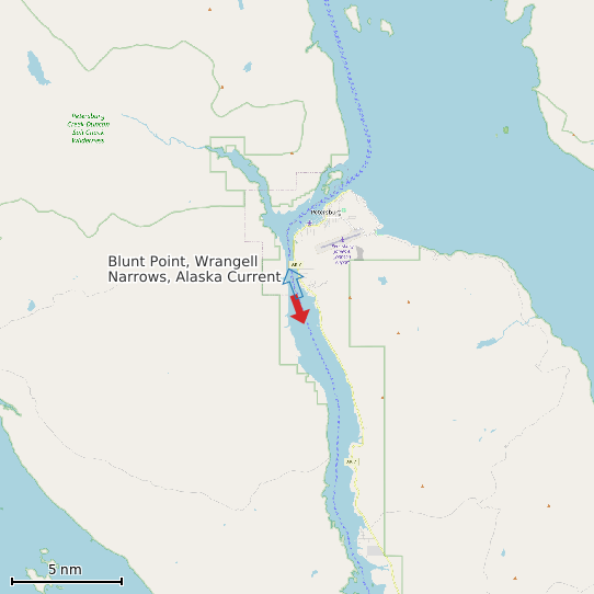 Map of Blunt Point, Wrangell Narrows, Alaska Current Prediction Station