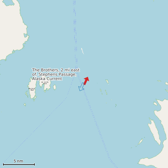 Map of The Brothers, 2 mi east of, Stephens Passage, Alaska Current Prediction Station