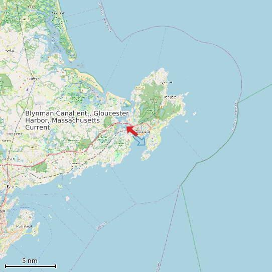 Map of Blynman Canal ent., Gloucester Harbor, Massachusetts Current Prediction Station