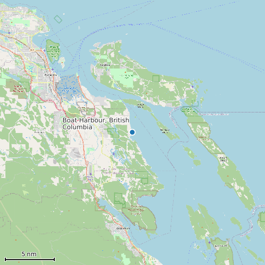 Map of Boat Harbour, British Columbia Tide Prediction Station