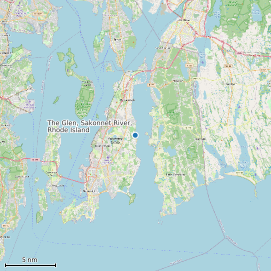 Map of The Glen, Sakonnet River, Rhode Island Tide Prediction Station