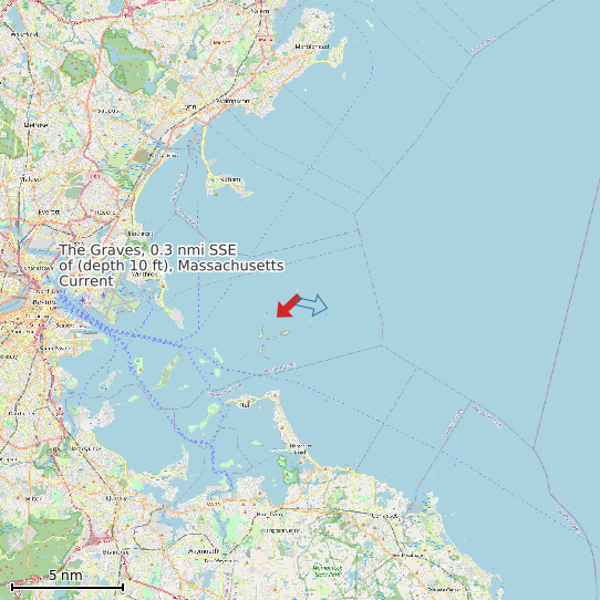Map of The Graves, 0.3 nmi SSE of (depth 10 ft), Massachusetts Current Prediction Station