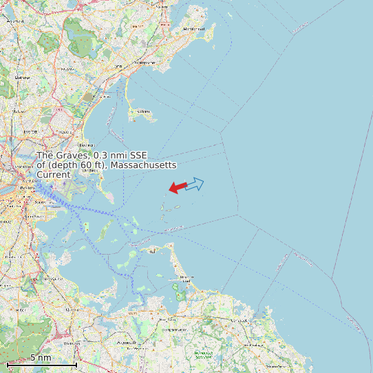 Map of The Graves, 0.3 nmi SSE of (depth 60 ft), Massachusetts Current Prediction Station