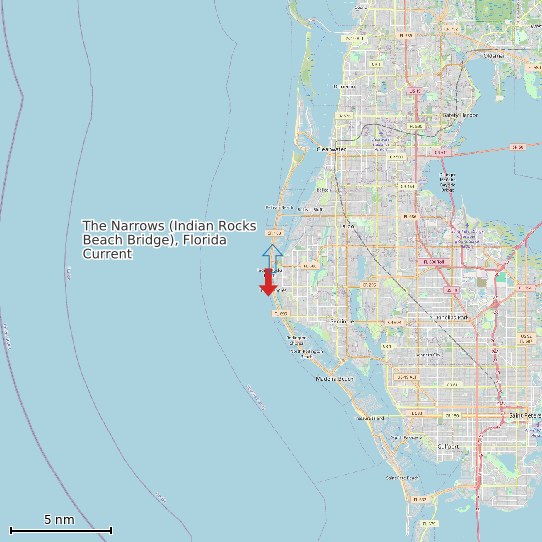 Map of The Narrows (Indian Rocks Beach Bridge), Florida Current Prediction Station