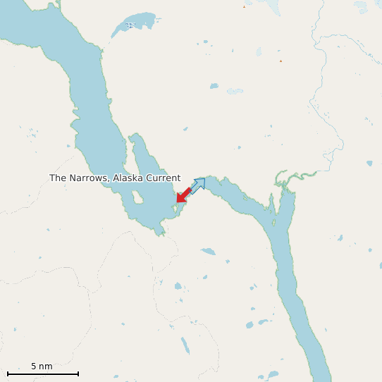 Map of The Narrows, Alaska Current Prediction Station