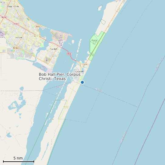 Map of Bob Hall Pier, Corpus Christi, Texas Tide Prediction Station