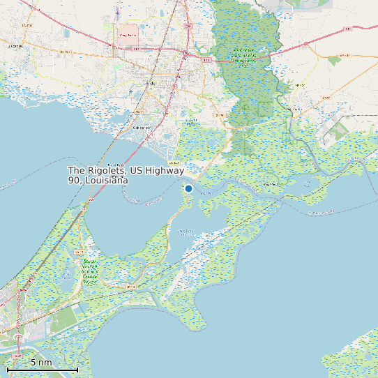 Map of The Rigolets, US Highway 90, Louisiana Tide Prediction Station