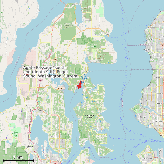 Map of Agate Passage, south end (depth 9 ft), Puget Sound, Washington Current Prediction Station