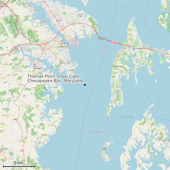 Map of Thomas Point Shoal Light, Chesapeake Bay, Maryland Tide Prediction Station