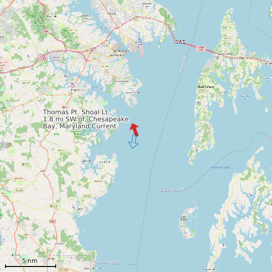 Map of Thomas Pt. Shoal Lt., 1.8 mi SW of, Chesapeake Bay, Maryland Current Prediction Station