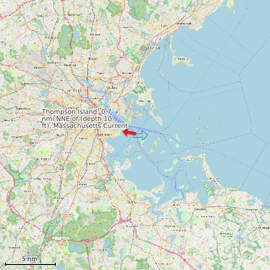 Map of Thompson Island, 0.7 nmi NNE of (depth 10 ft), Massachusetts Current Prediction Station