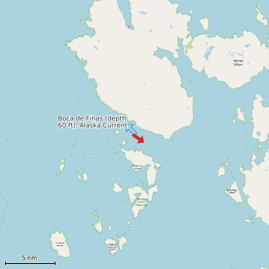 Map of Boca de Finas (depth 60 ft), Alaska Current Prediction Station