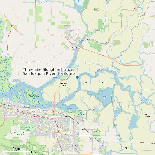 Map of Threemile Slough entrance, San Joaquin River, California Tide Prediction Station