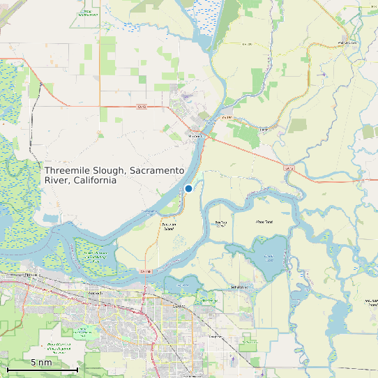 Map of Threemile Slough, Sacramento River, California Tide Prediction Station