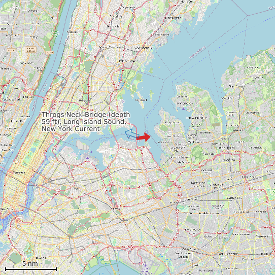 Map of Throgs Neck Bridge (depth 59 ft), Long Island Sound, New York Current Prediction Station